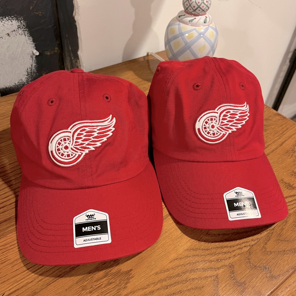 TWO Red Wings Hats Brand New!